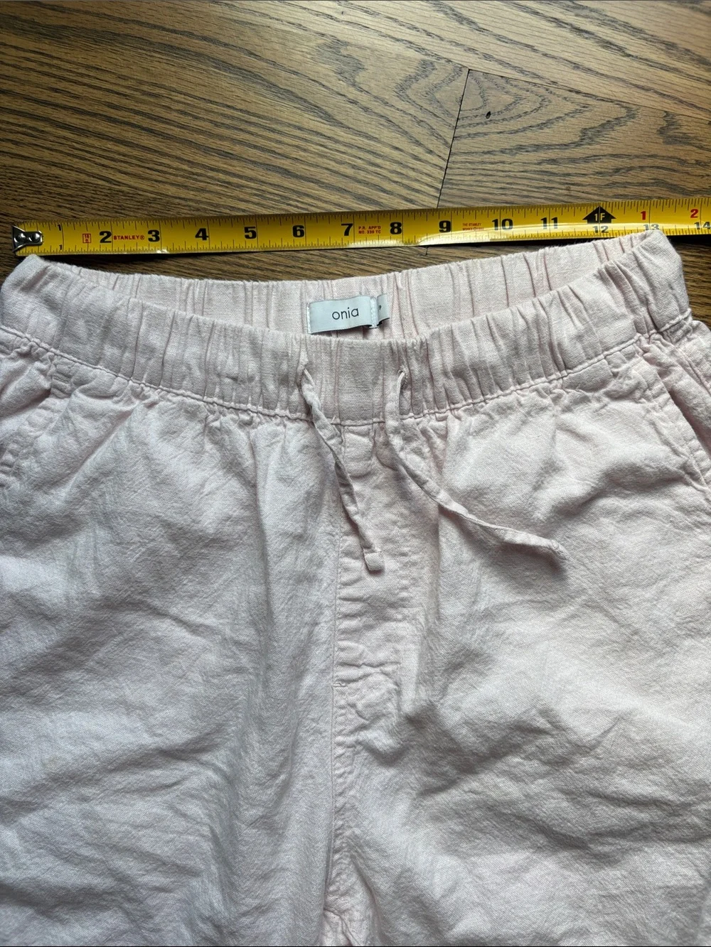 Men’s Onia Soft Blush Linen Drawstring Casual Shorts, Small